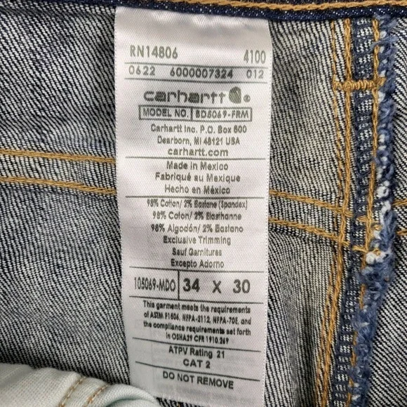 Carhartt Mens 34x30 FR Rugged Flex Straight Fit Flame Resistant Jeans 105069 NWT